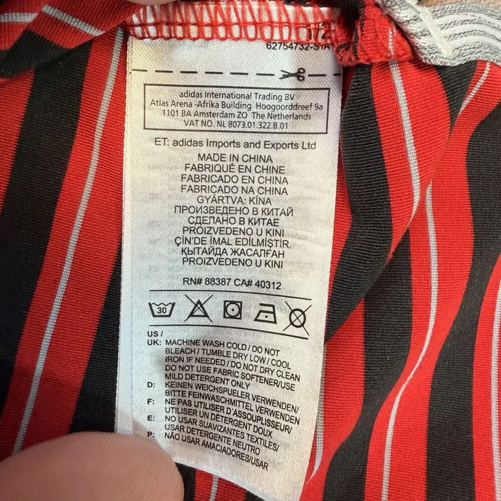 Adidas Polo Shirt Mens XL Red Black Stripe Golf Performance